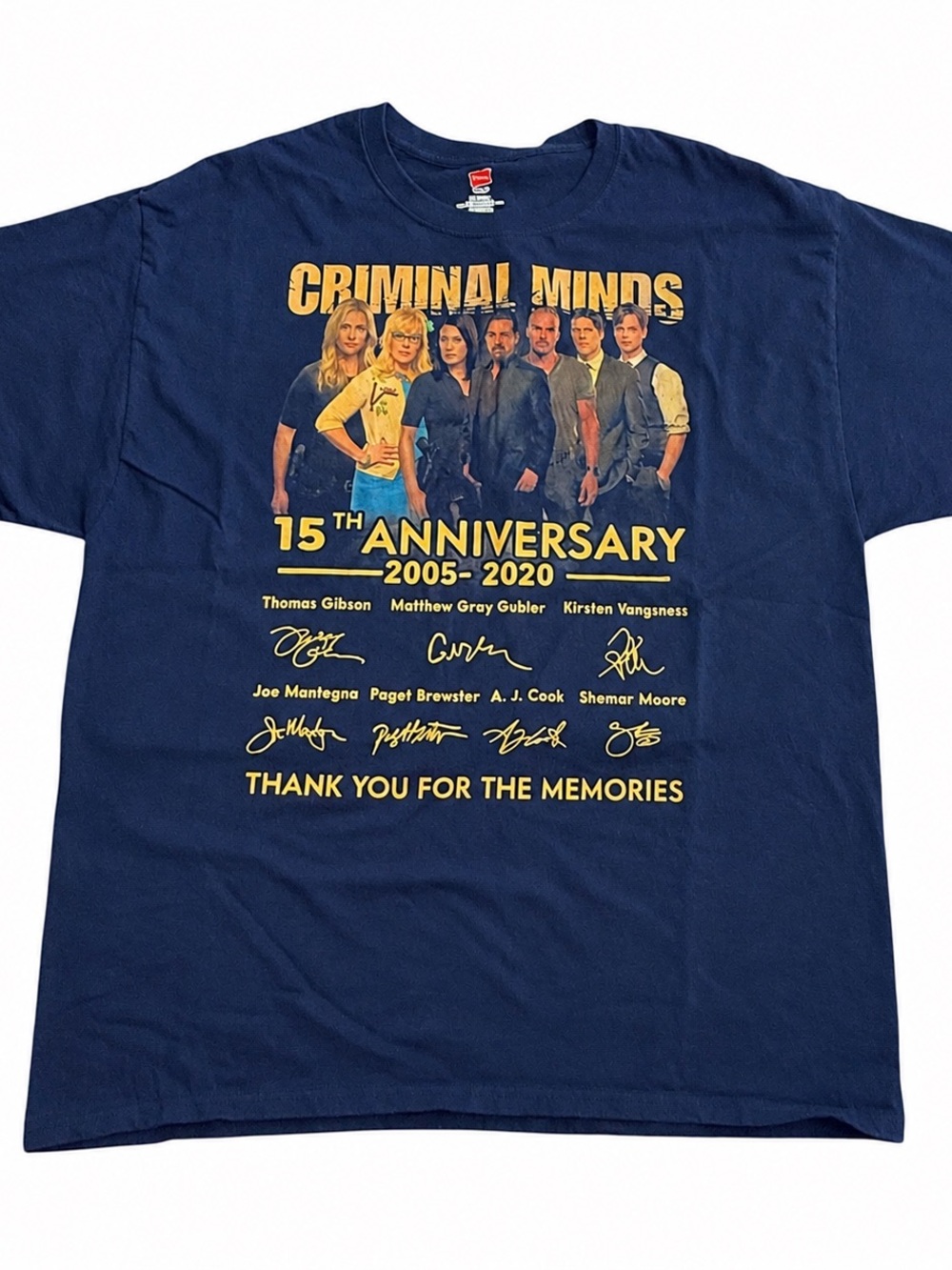 Criminal Minds 15th Anniversary Graphic T Shirt Mens XL Navy Cast‎ TV Show Tee